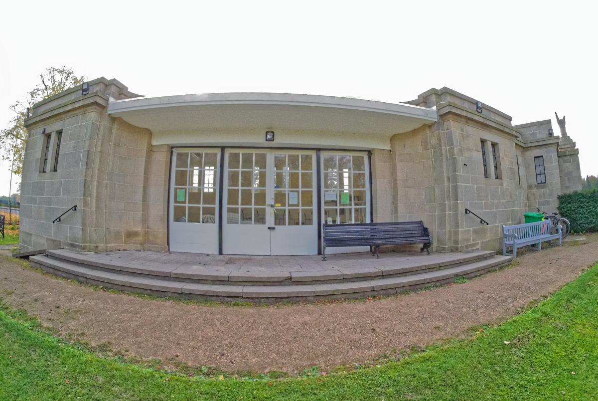 image of pavilion no people) - slightly stylised / distorted by fish-eye lens